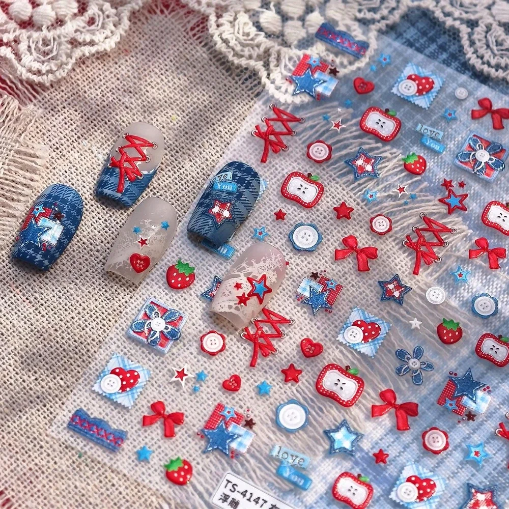 Nail Art Denim - Adesivi per Unghie 3D Autoadesivi con