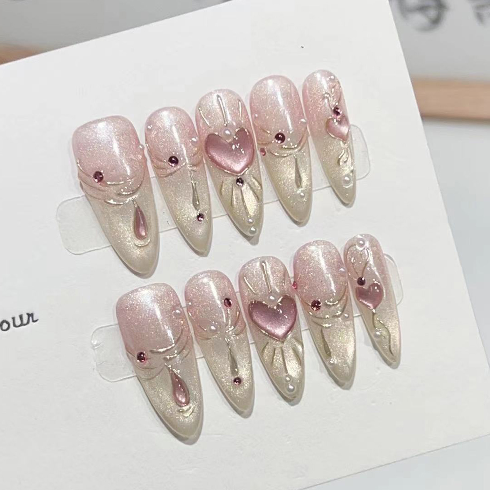 Nail Art Wedding - 10 pezzi di mandorla lucida stampa